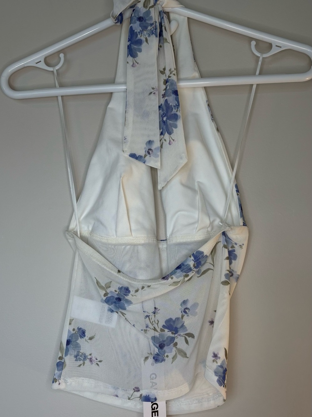 Garage Ivory Halter Top with Blue Floral Print - Picture 4 of 4
